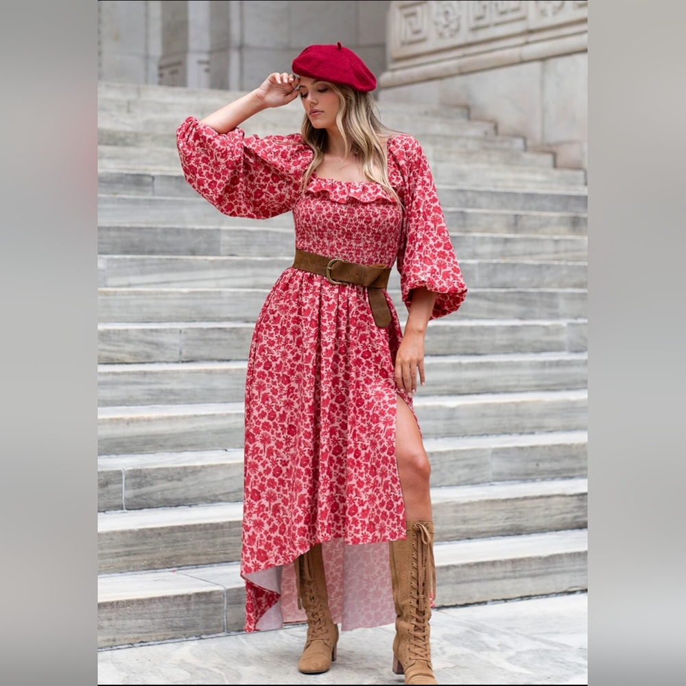 Joyfolie Odette Dress in Red Floral